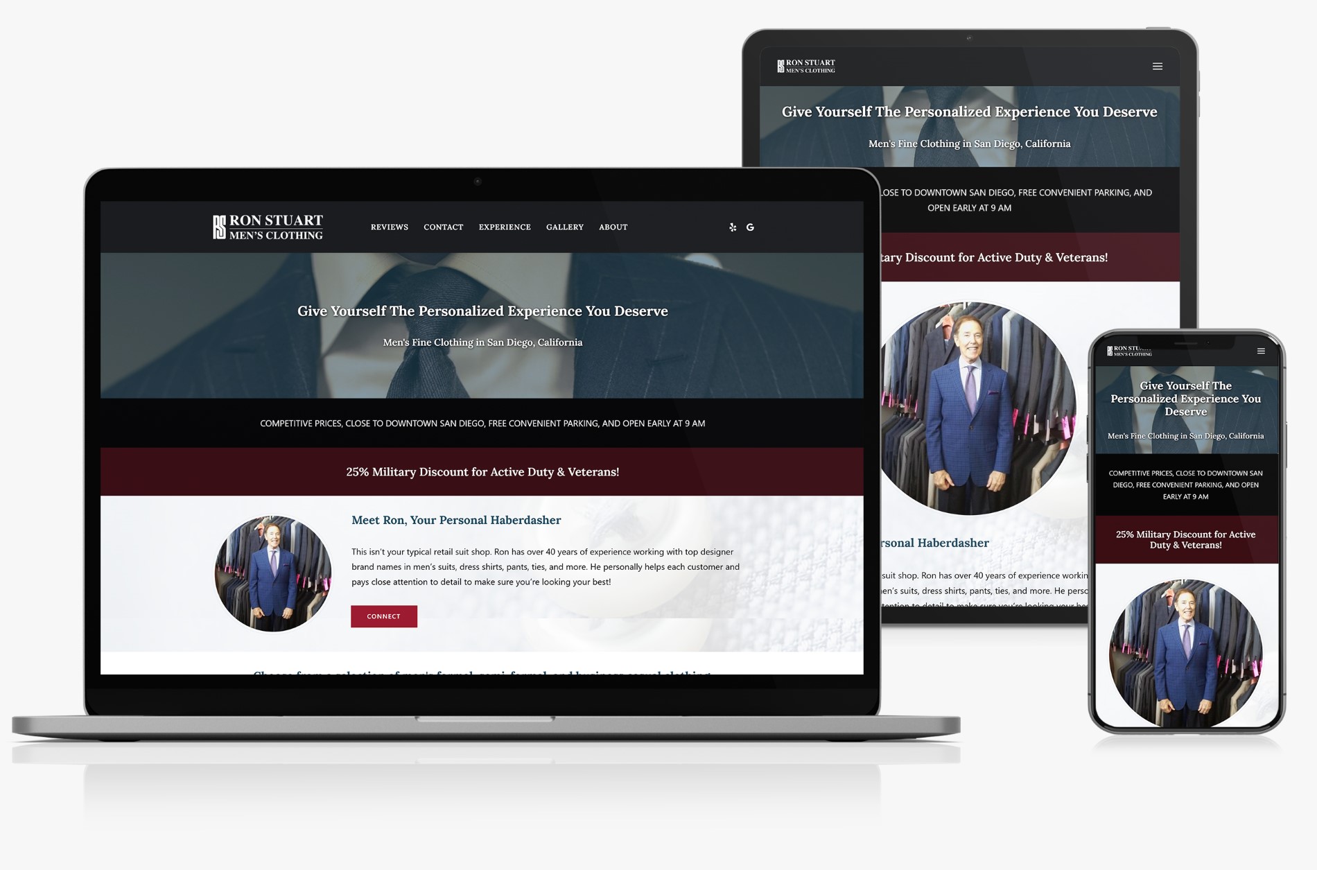 local retail website design san diego ron stuart mens clothing