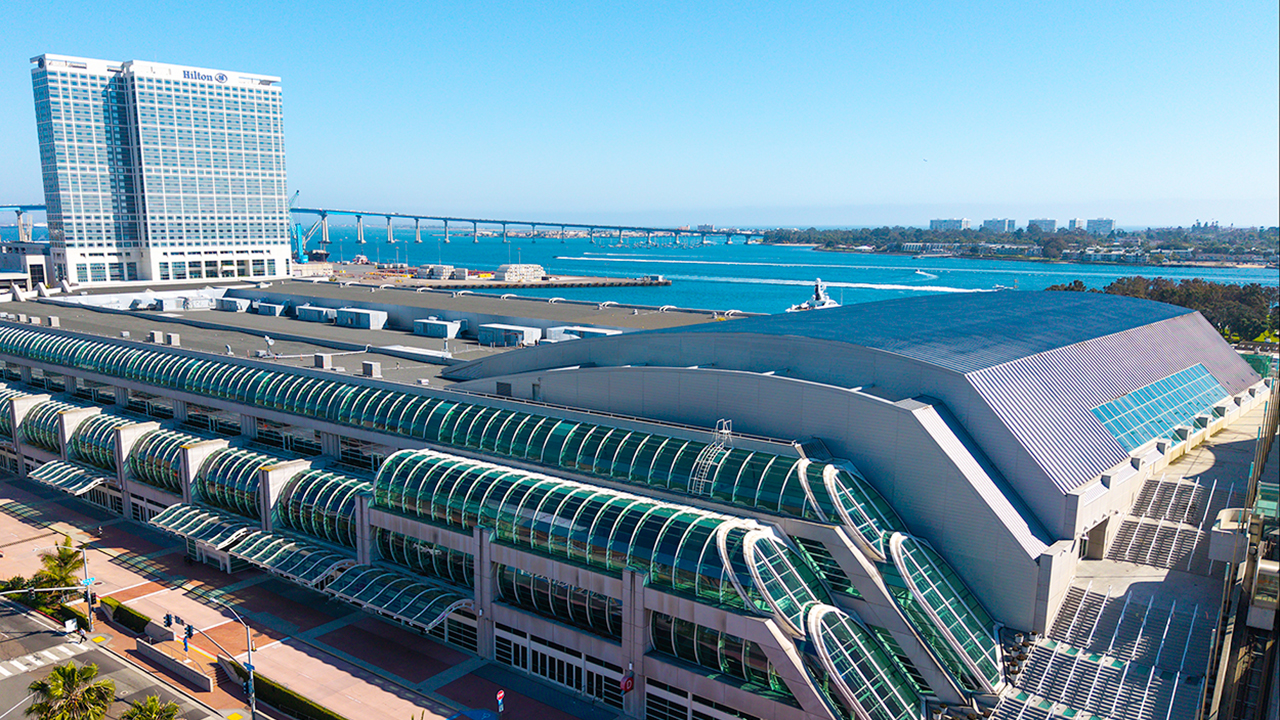 Aerial photo of San Diego Convention Center captured by Drone Company San Diego for SD Web Co website design visuals.